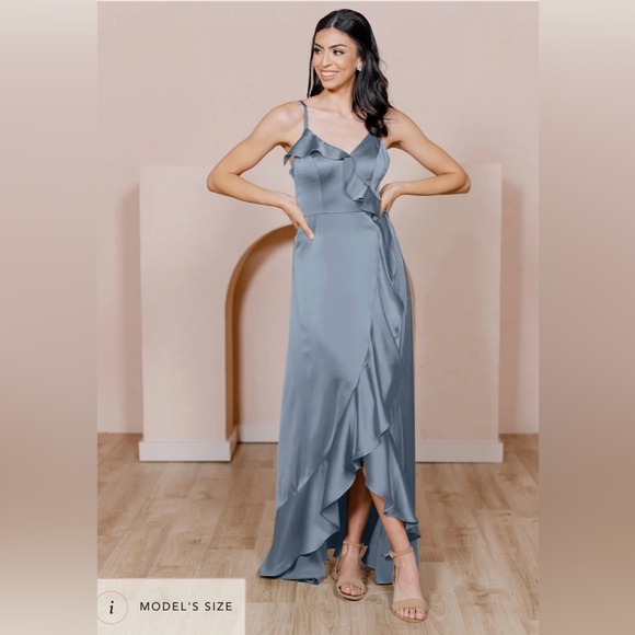 Revelry Paloma Satin Dress - French Blue - Size 8 - Picture 1 of 12